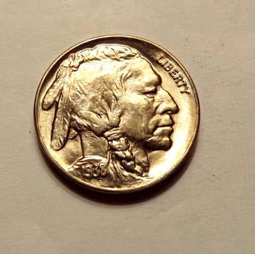 1938  D BUFFALO NICKEL,  GEM BU,  TAKEN  FROM AN ORIGINAL ROLL