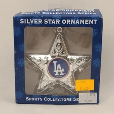 Los Angeles Dodgers Silver Star Christmas Ornament 4" Decorative Holiday 2014