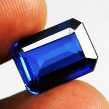 Certified 7.70 Ct Natural AAA Ceylon Blue Sapphire Emerald Cut Loose Gemstone