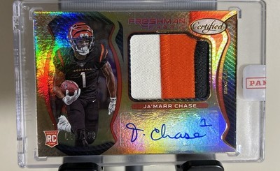 2021 Panini Certified-Freshman Fabric JaMARR CHASE RPA SP #207 /199 (RC,MEM,AU)