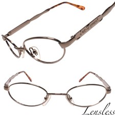 Vintage Retro Classic Minimalist Lensless Brown Eye Glasses Frames Oval