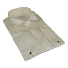 Mens CEREMONIA Tuxedo Formal Shirt 100 Cotton Turkey Slim Fit stn 17 aty ivory