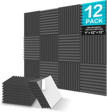 12 Pack Sound Proof Foam Panels, 1" X 12" X 12" Self-Adhesive Acoustic Foam Pane
