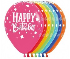 Happy Birthday Squares Fashion Assortment 30cm 12 In 25 St Luftballons Sempertex