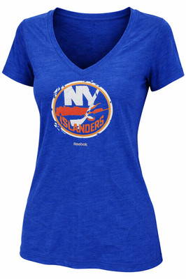 Reebok NY Islanders V-Ausschnitt T-Shirt Damen Tri-Blend Royal XL