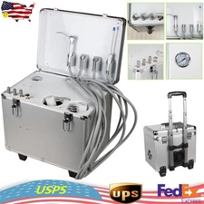 Portable 4-Hole Dental Unit with Syringe Suction  Air Compressor