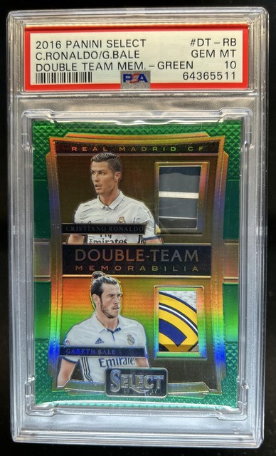 2016 Select Gareth Bale Cristiano Ronaldo Double Team Patch Green #/5 PSA 10