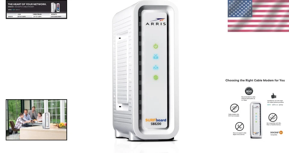 High-Speed DOCSIS 3.1 Cable Modem - 1 Gbps, Approved for Comcast & More - Image 2 of 4