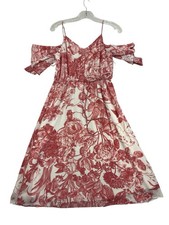 LOFT Rose Floral One-Shoulder Midi Dress Petite Small NWOT
