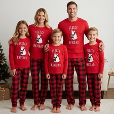 Family PJs Kids Fleece Navidad Pajama Set Red S 6-7