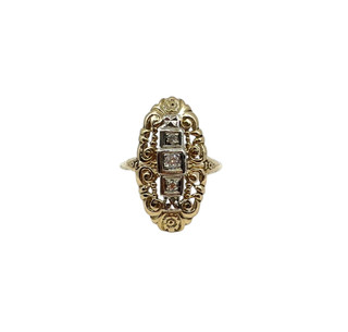 Vintage 14K YG Approx. 0.08Ct Old Euro Cut Diamond Ring Size 5.5 1.7dwt