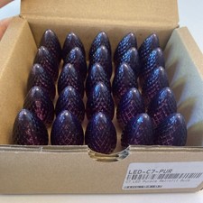 25 Pack C7 Faceted LED Purple Replacement Light Bulbs for Christmas