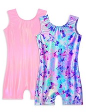 Gymnastics Leotards for Girls Size 3t 4t 2 Pack Sparkle Purple Blue Butterfly...