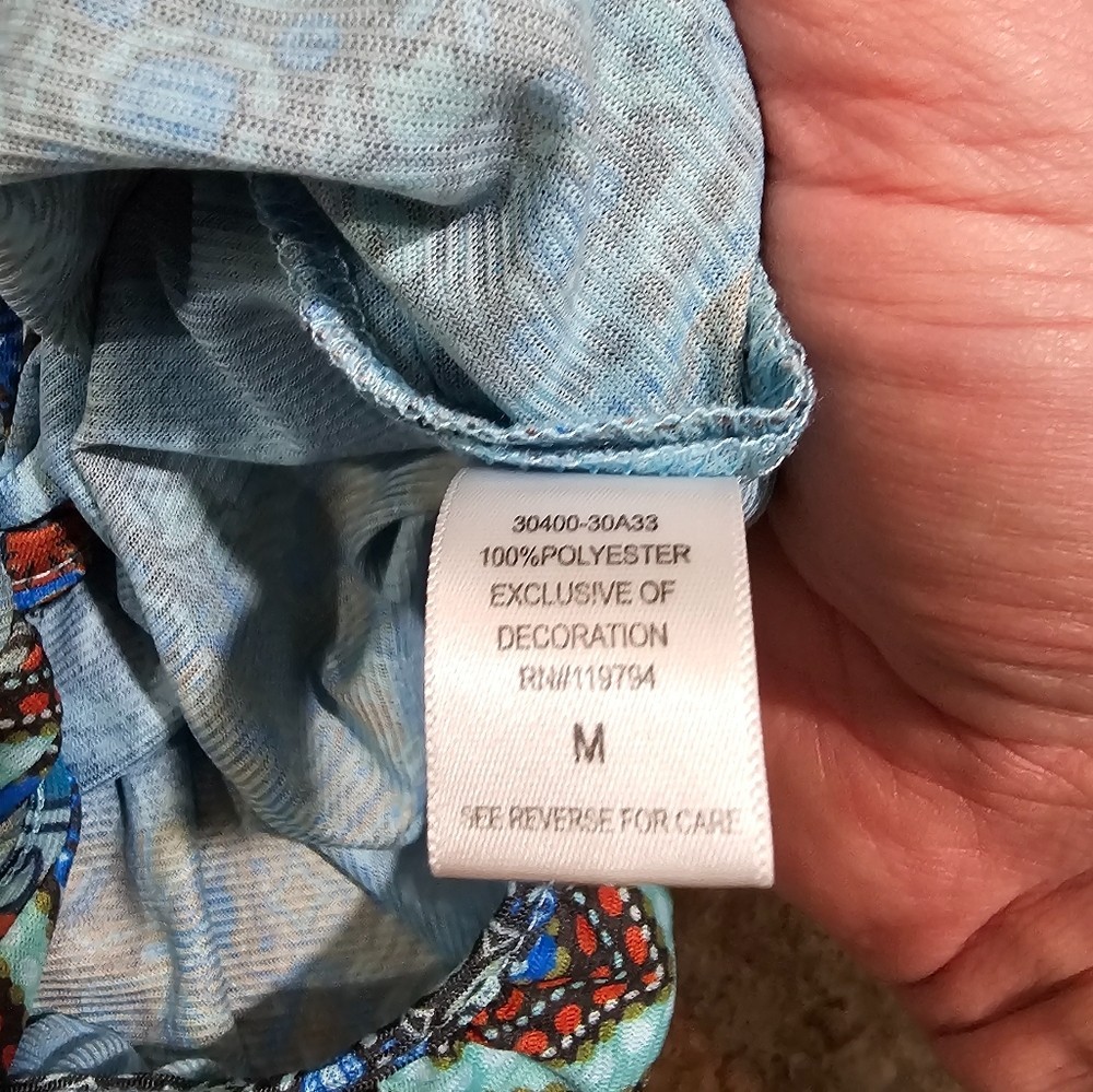 OneWorld Medium Blue Boho Patchwork Lace Tie-Fron… - image 5