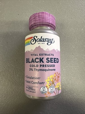 Solaray Black Seed +Circulation +Joint Comfort, 60 Vegan Softgels Exp 09/2027