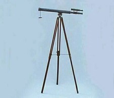 39'' Nautical Floor Standing Brass Antique Telescope With Wooden Tripod Stand