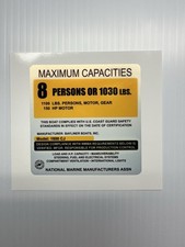 Boat Capacity Sticker Bayliner 1800 CJ | 8 Persons 1030 LBS | USCG NMMA Decal
