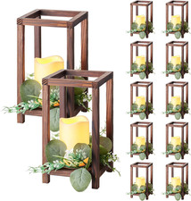 12 Set/36 Pcs Wooden Wedding Lantern Centerpiece, Includes 12 Wooden Lantern Can