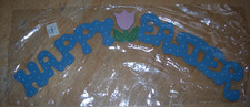 Vintage"Happy Easter" Blue Wood Cut-Out Decoration Sign New  For Wreaths, Etc. 
