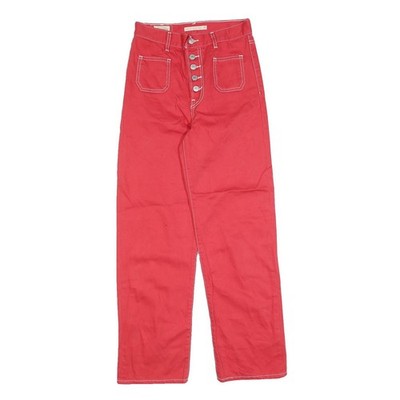 LEVI'S Damen Jeans Rot Regular Straight Denim W25 L28 Knopfverschluss