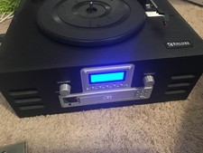 ENCORE TECHNOLOGY 4 IN 1 NOSTALGIC STEREO TURNTABLE CD CASSETTE RADIO 2691MO.