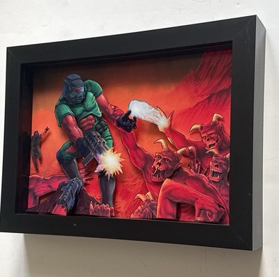 Doom Framed 3D Pixel Art Shadow Box