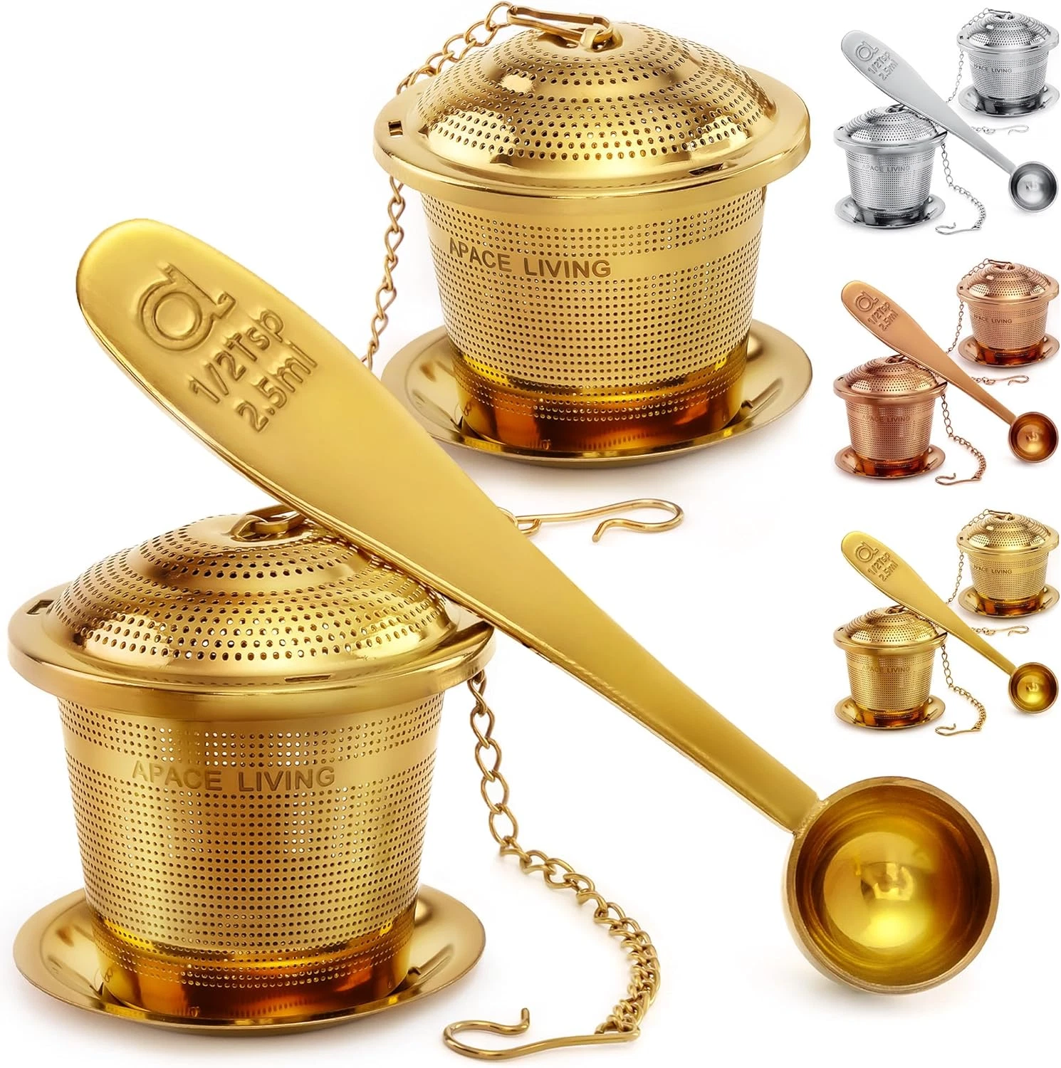Tea Infuser (Set of 2) with Tea Scoop and Drip Dray - Ultra Fine Tea Strainer fo