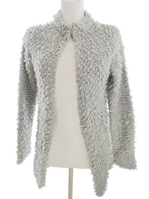 NU DENMARK Damen Offener Cardigan Gr. S Grau Acryl Grober Strick Langer Ärmel