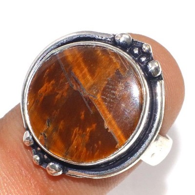 925 Silver Plated Tiger Eye Ring Handmade Gemstone Jewelry Size US 7 GW