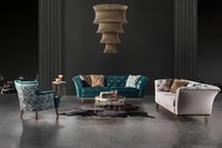 Luxus Wohnzimmer Sofas Set TextilmöBel Dreisitzer Sessel 3Tlg Modern
