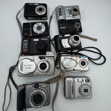 Lot of 10 Digital Cameras Canon Nikon Olympus Samsung HP For Parts  Reapair