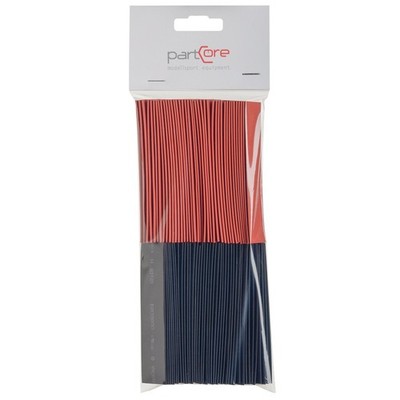 Shrink tubing set 40 pieces 12 x 100 mm red black partCore 110049