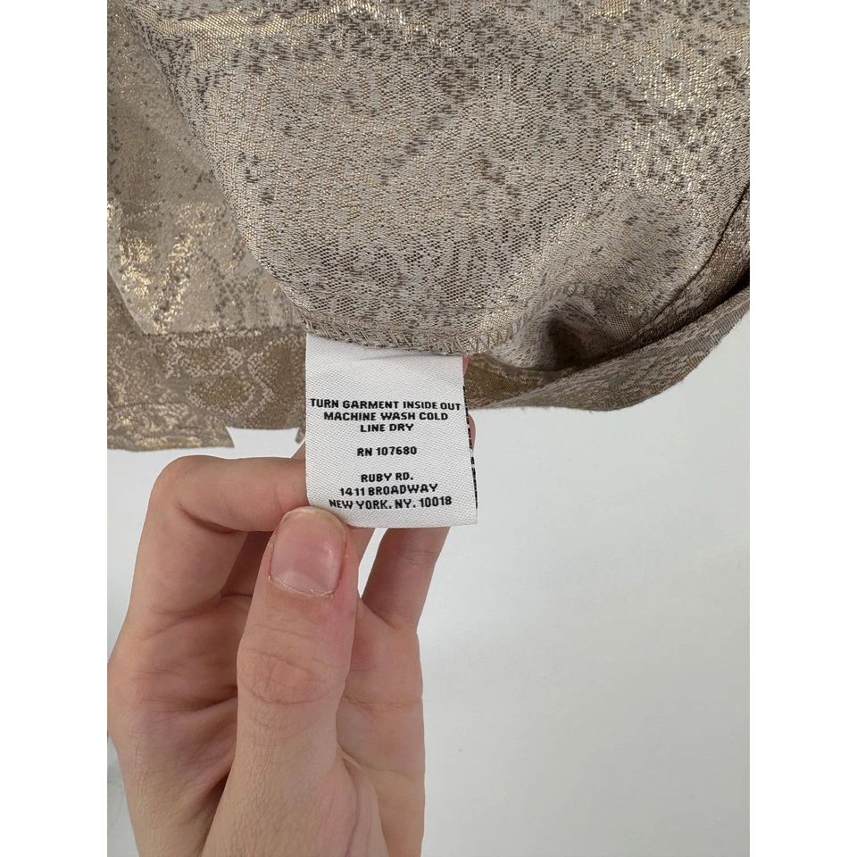 Ruby Rd Womens Jacket Snake Print Metallic Gold Button Front Cropped Size 12 - Image 4 of 4