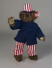 TY Attic Treasures Bear Samuel 1993 14” Patriotic Plush USA Hat NWT Vintage