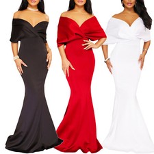 Women's Long Dress Off-Shoulder Mermaid Flared Elegant Low-Cut DL-2237