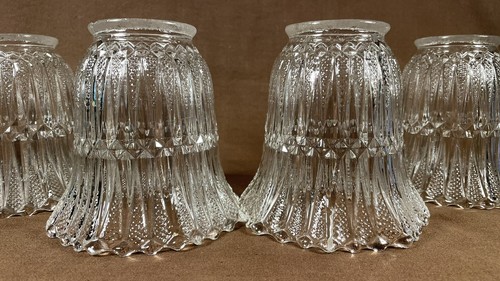4 Matching Antique Victorian Quilted Glass Lamp Light Shade 2 1/4" Fitter - Picture 5 of 16