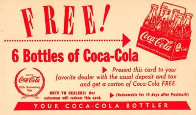 Coca-Cola Free Coke Coupon Advertising Vintage Postcard AA9944 | eBay