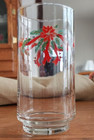 Poinsettias & Ribbons Tumblers (pair) 12 oz. Bottle Bottom  Glass Tienshan Red! — photo 9