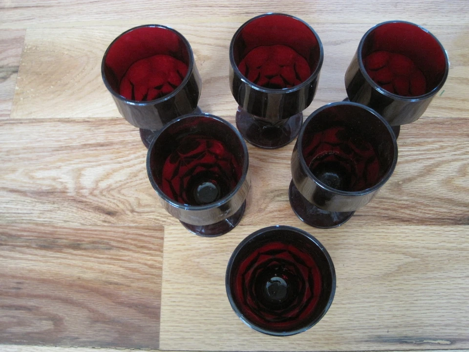 Georgian Ruby Glasses Set 6 Measures 5.5"x3" Antique - Image 3 of 4