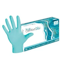 DASH True Comfort Blu Polychloroprene Exam Grade Disposable Gloves, Ocean Blue, 