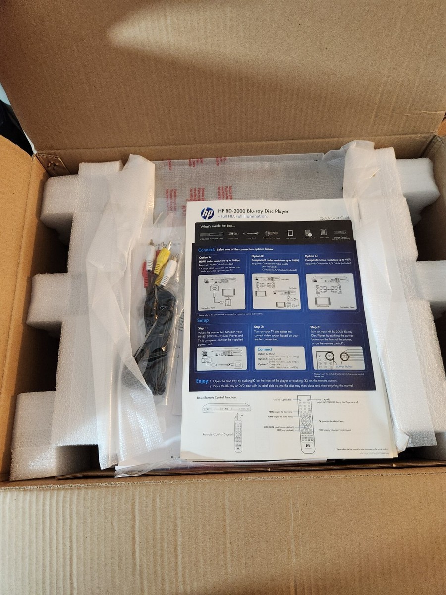 HP Blu-Ray Disc Player BD-2000 With Cables No Remote | eBay