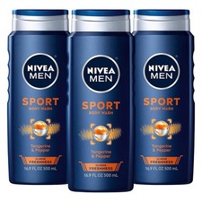 NIVEA MEN Sport Body Wash with Revitalizing Minerals, 3 Pack of 16.9 Fl Oz.