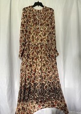 Free People See It Through Floral Long Sleeve Maxi Dress with Pockets