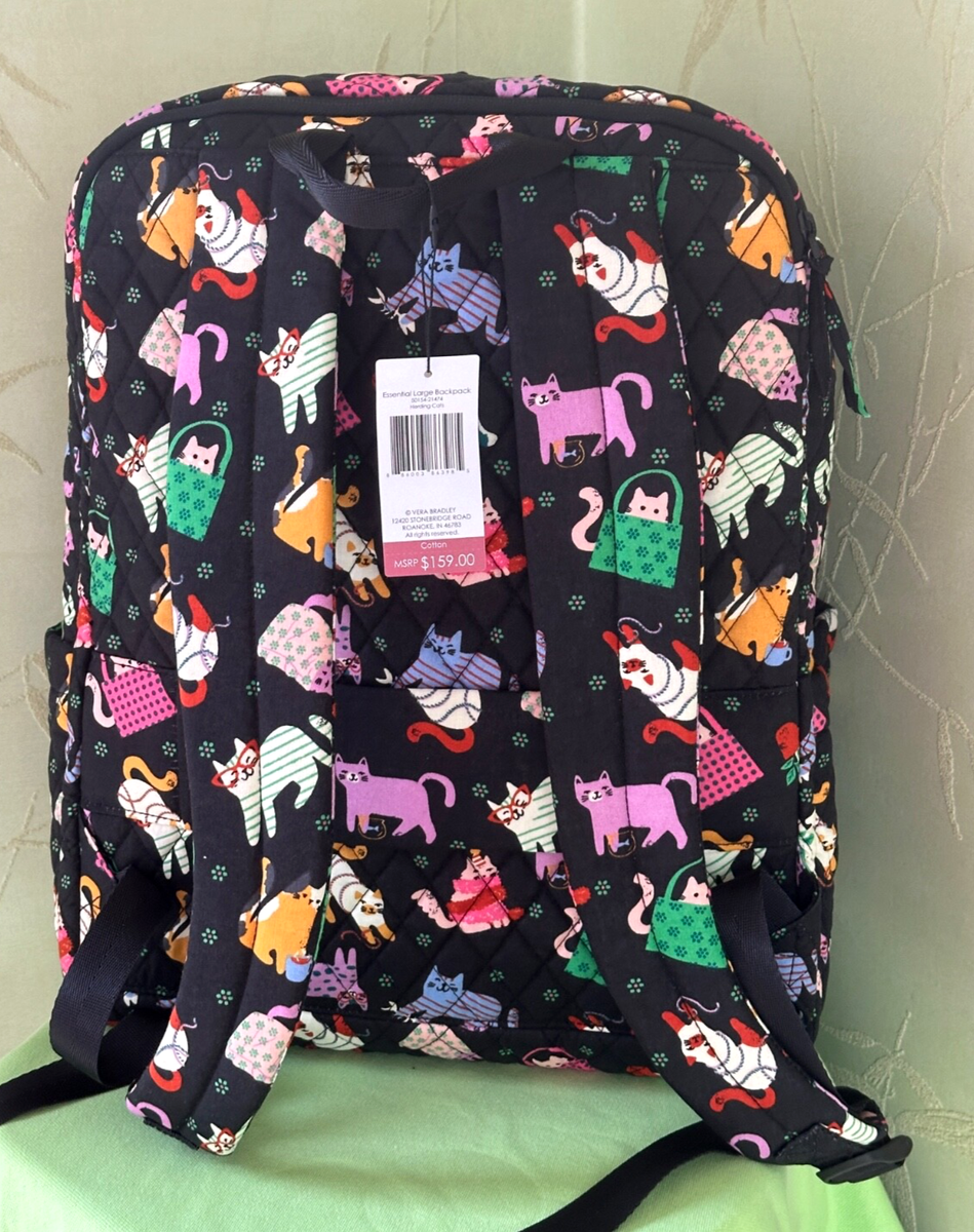 VERA BRADLEY HERDING CATS LARGE LAPTOP BACKPACK + STAINLESS  display picture 1