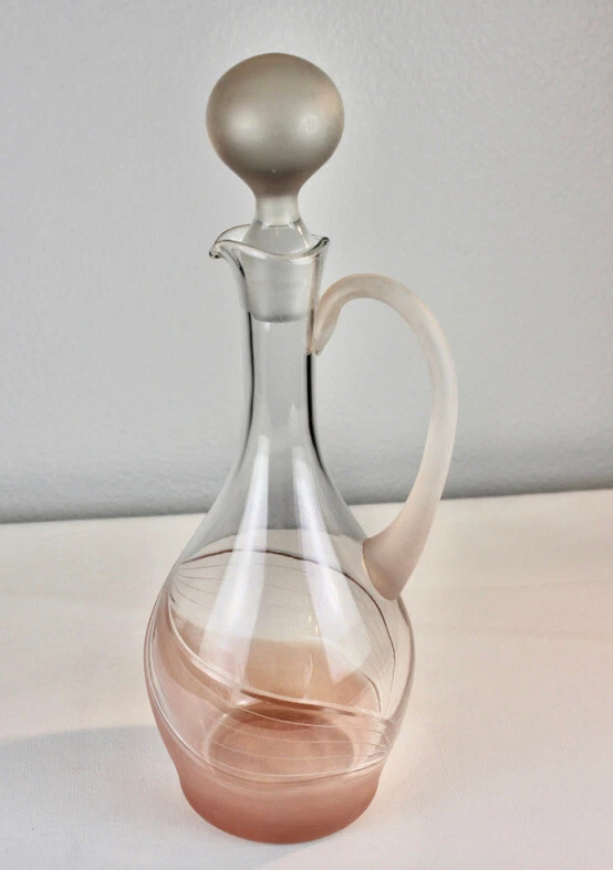 Juego de 6 copas de vino de cristal con jarra vintage Melinda rosa claro esmerilado Foto 2 de 4