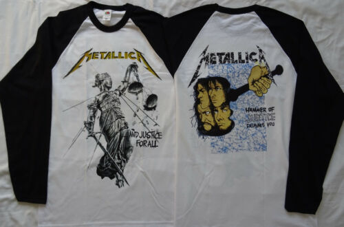 Metallica Longsleeve T-Shirt And Justice For All Men's White/Black/ Thrash Metal - Picture 1 of 4
