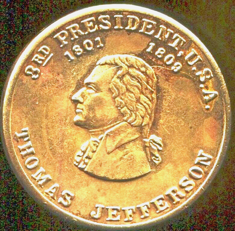 Thomas Jefferson Commemorative Brass Token - 