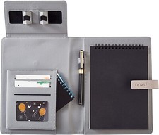 Faux Leather Notepad Portfolio Organizer Legal Pad Holder 6" x 8.8"-9" Grey NEW