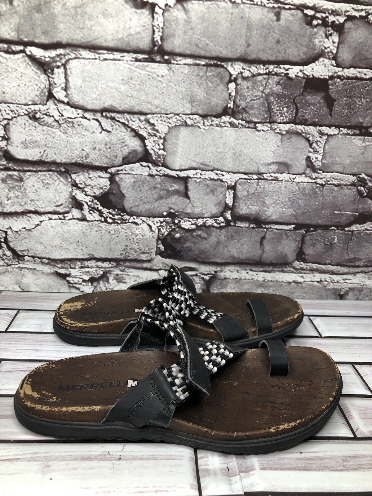 Sandali casual Merrell Around Town Sunvue in pelle nera comfort donna 5M US 36