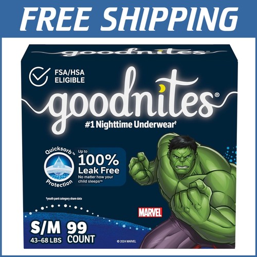 Boys' Bedwetting Underwear S/M 99ct - Quicksorb Leak Protection (Marvel Designs)